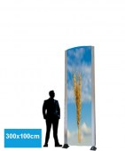 Totem Signaletique publicitaire extérieure Galbé Lumineux avec visuel imprimé double face - Pour zone commerciale - Hauteur 3 mètres - Production et Vente